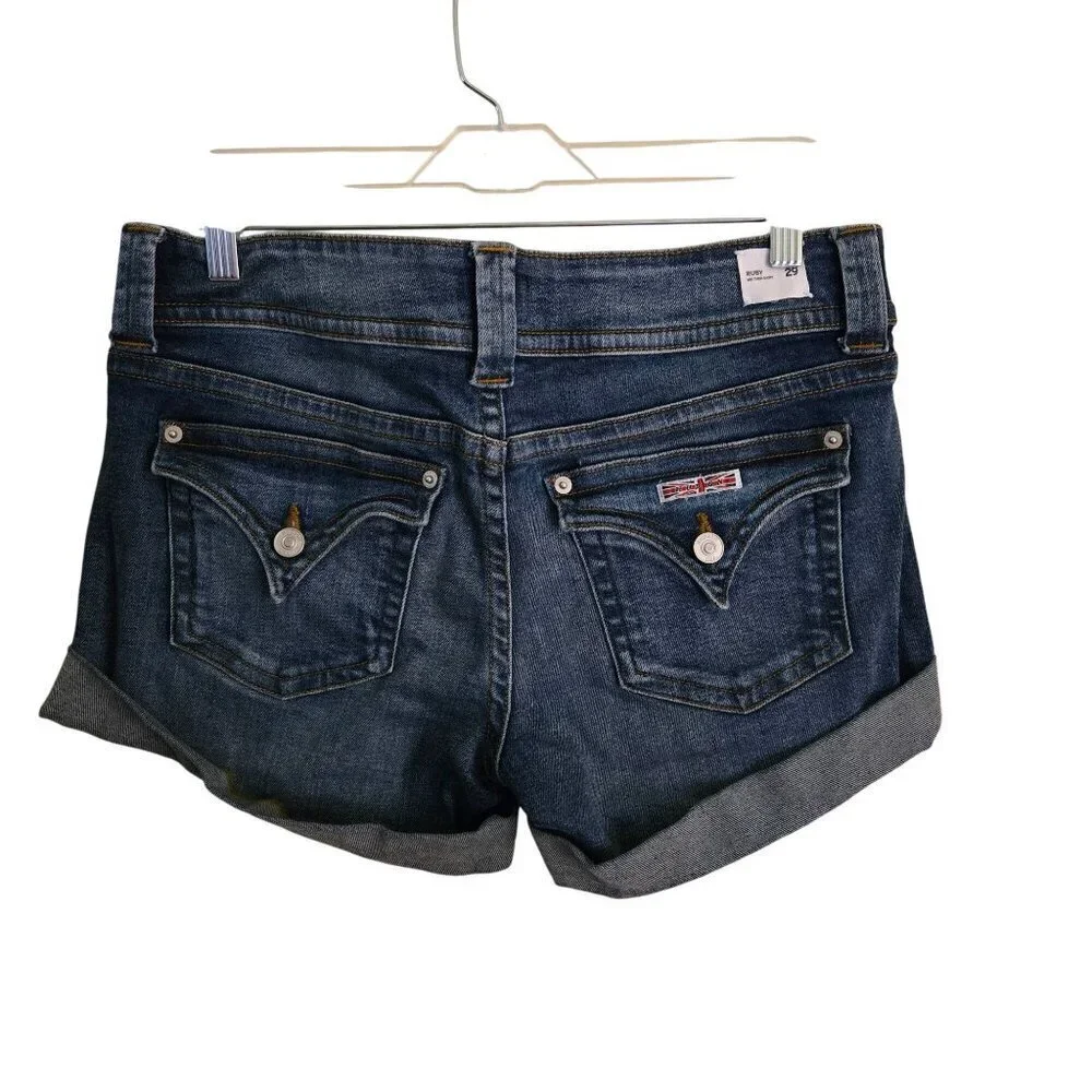 Hudson Ruby Denim Mid Rise Shorts Rolled Chic Logo Size 29